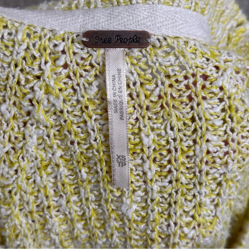 Free People Electric City Knit Sweater Butter Yellow Size XS Cotton Linen Blend